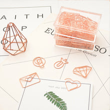Load image into Gallery viewer, Rose Gold Paper Clips Diamond/envelop/heart/ Bookmark