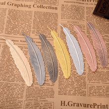 Load image into Gallery viewer, Creative metal silver plated Feather bookmark