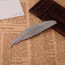 Load image into Gallery viewer, Creative metal silver plated Feather bookmark