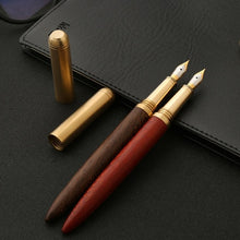 Load image into Gallery viewer, Brass&amp;Wood fountain pen 0.7 metal pen